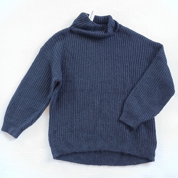 old navy ♡ wool blend cocoon turtleneck tunic length black soft cozy sweater - Picture 3 of 8